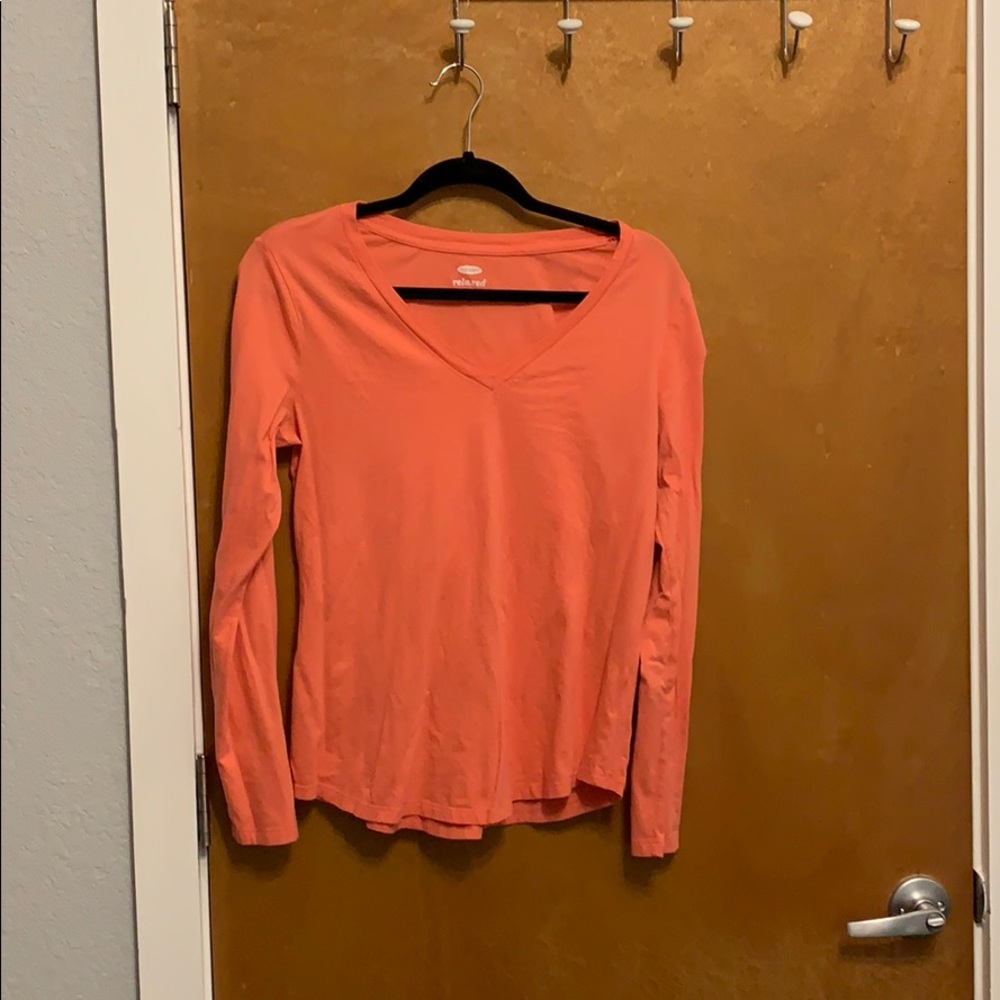 V-neck Relaxed Long-sleeved T-shirt